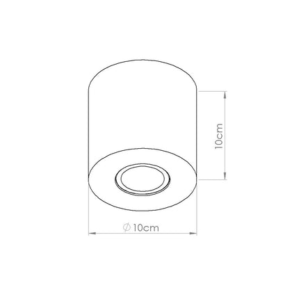 Plafonnier Cylindrique en Béton Beige, schéma de cotes