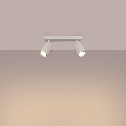 Plafonnier Directionnel 2 Spots LED Beige, lumière allumée
