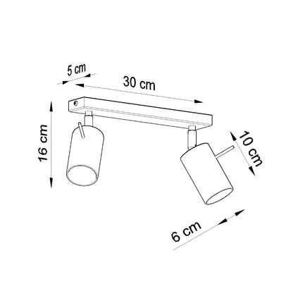 Barre de 2 spots orientables blancs diffusant la lumière