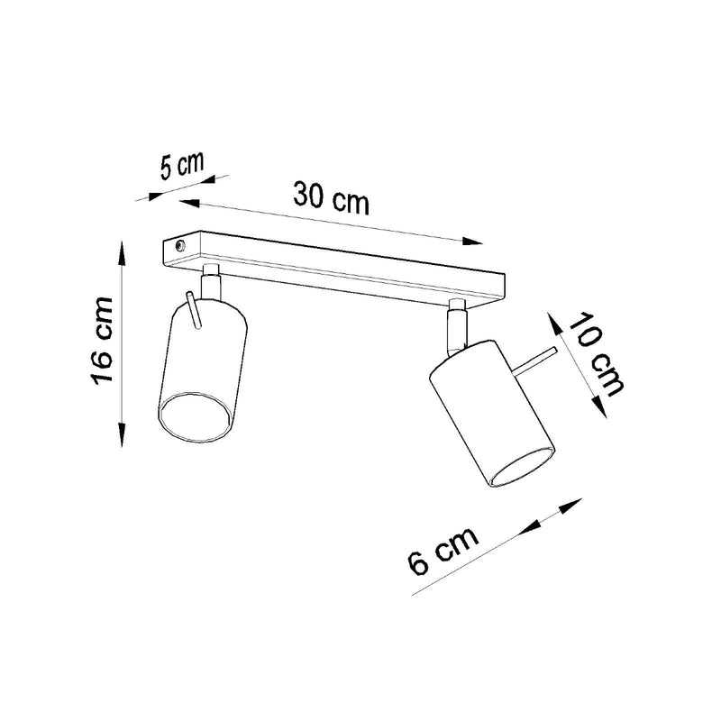 Dimensions Plafonnier Directionnel 2 Spots LED Blanc
