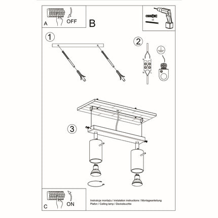 Plafonnier 2 spots orientables blanc fixé au plafond