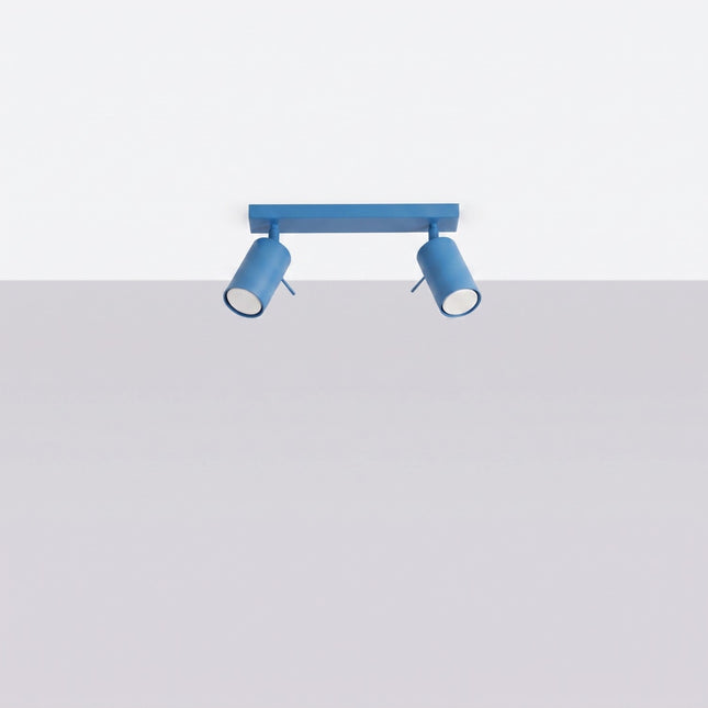 Plafonnier Directionnel 2 Spots LED Bleu Azur, vue en situation