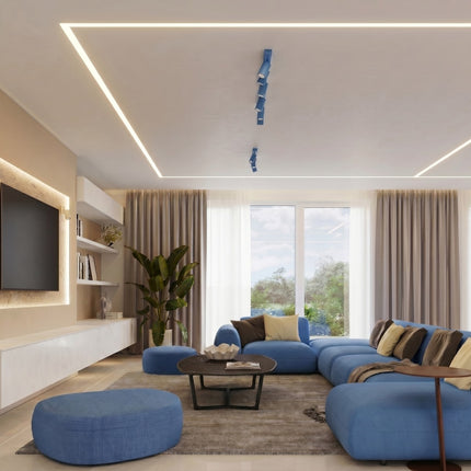 Plafonnier Directionnel 2 Spots LED Bleu Azur, mise en situation