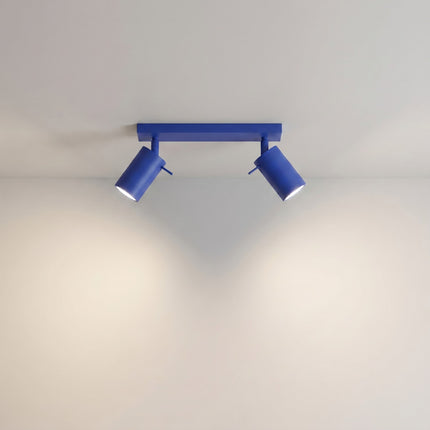 Plafonnier Directionnel 2 Spots LED Bleu Outremer, lumière allumée