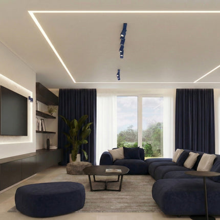 Plafonnier Directionnel 2 Spots LED Bleu Outremer, mise en situation