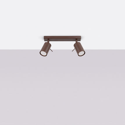 Plafonnier Directionnel 2 Spots LED Brun Chocolat, vue en situation