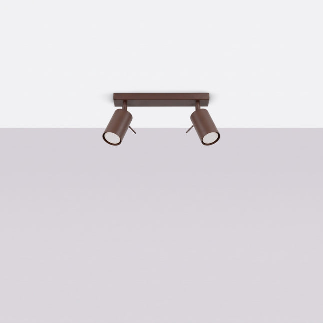 Plafonnier Directionnel 2 Spots LED Brun Chocolat, vue en situation