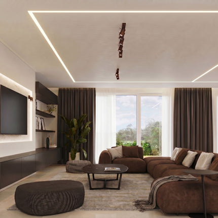 Plafonnier Directionnel 2 Spots LED Brun Chocolat, mise en situation