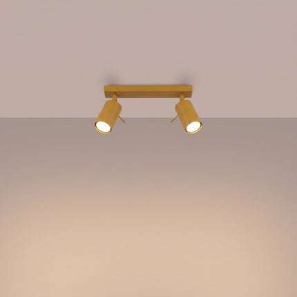 Plafonnier Directionnel 2 Spots LED Jaune Ambré, lumière allumée