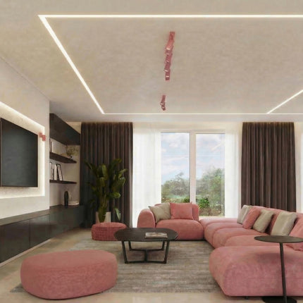 Plafonnier Directionnel 2 Spots LED Rose Poudré, mise en situation