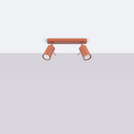 Plafonnier Directionnel 2 Spots LED Rouge Ocre, vue en situation