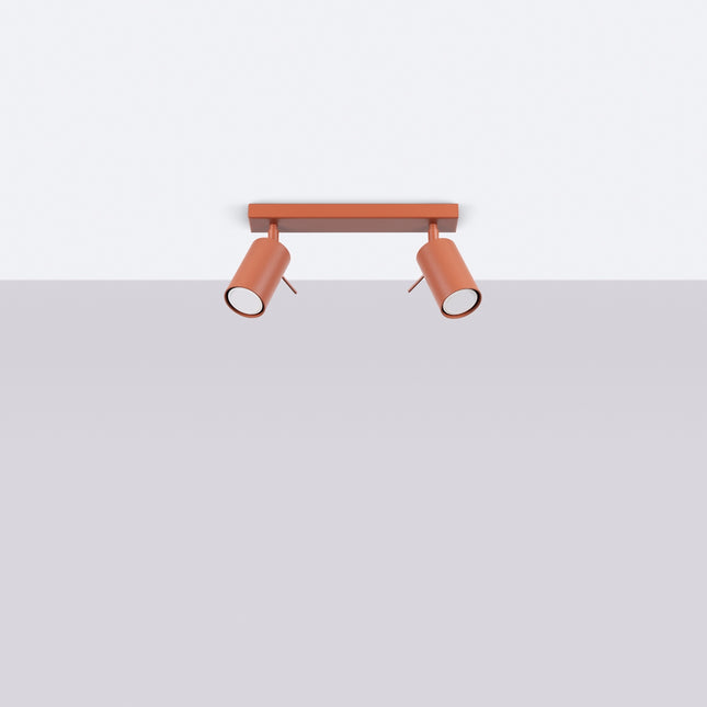 Plafonnier Directionnel 2 Spots LED Rouge Ocre, vue en situation