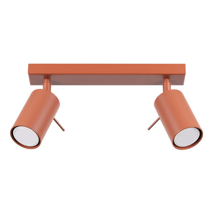 Plafonnier Directionnel 2 Spots LED Rouge Ocre, packshot sur fond blanc