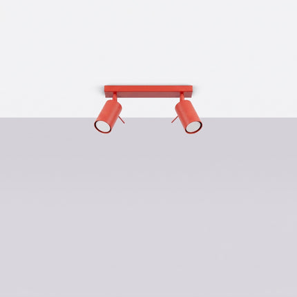 Plafonnier Directionnel 2 Spots LED Rouge Vif, vue en situation