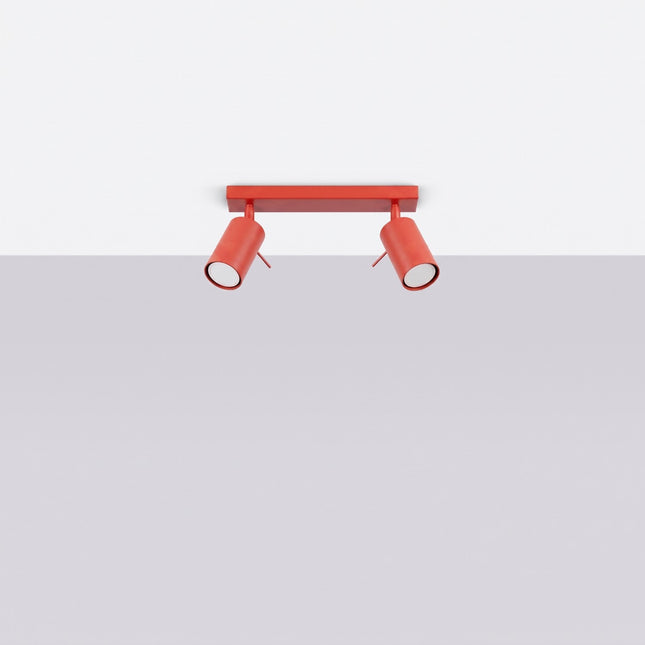 Plafonnier Directionnel 2 Spots LED Rouge Vif, vue en situation