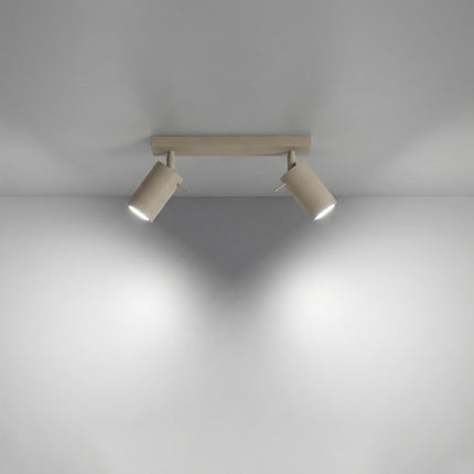 Plafonnier Directionnel 2 Spots LED Taupe, lumière allumée