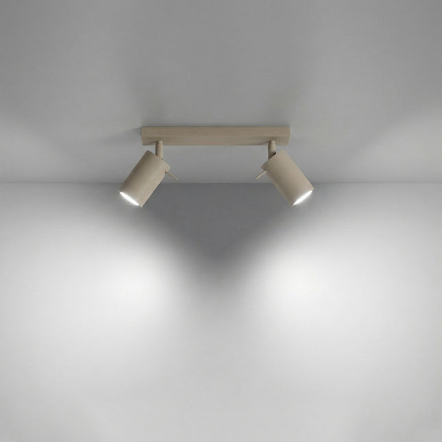 Plafonnier Directionnel 2 Spots LED Taupe, lumière allumée