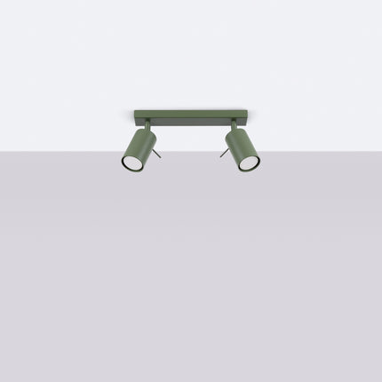 Plafonnier Directionnel 2 Spots LED Vert Olive, vue en situation