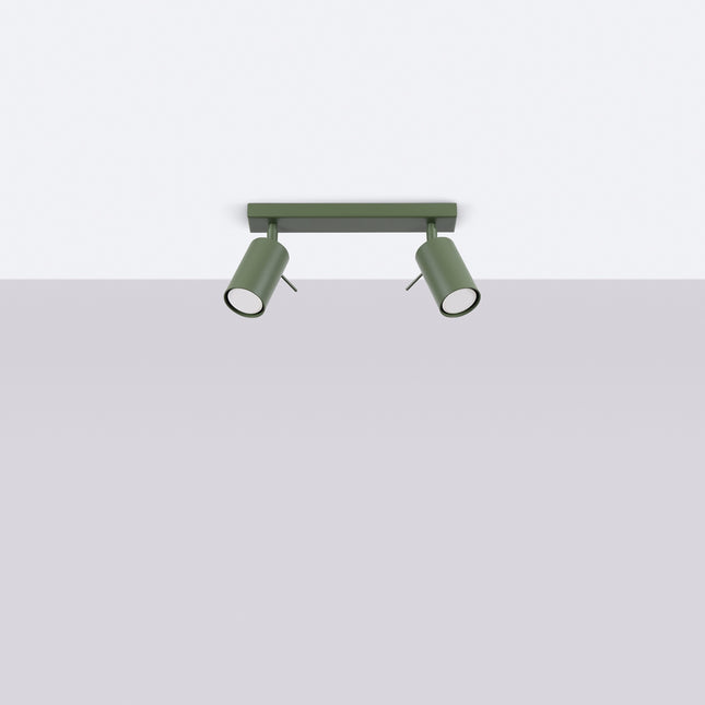 Plafonnier Directionnel 2 Spots LED Vert Olive, vue en situation