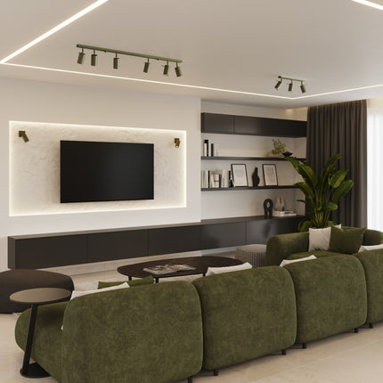 Plafonnier Directionnel 2 Spots LED Vert Olive, mise en situation 2