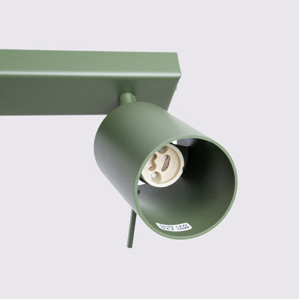 Plafonnier Directionnel 2 Spots LED Vert Olive, packshot de trois quarts