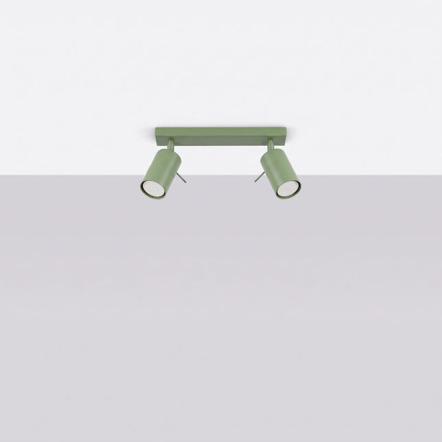 Plafonnier Directionnel 2 Spots LED Vert Sauge, vue en situation