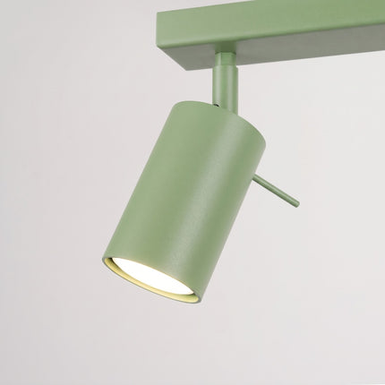Plafonnier Directionnel 2 Spots LED Vert Sauge, vue sur fond coloré