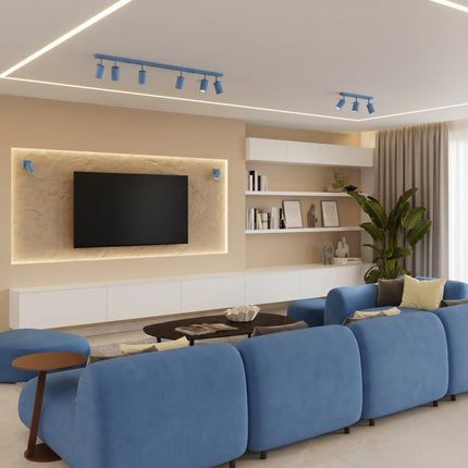 Plafonnier Directionnel 3 Spots LED Bleu Azur, mise en situation 2