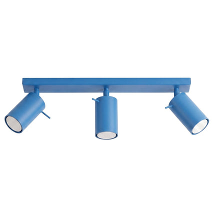 Plafonnier Directionnel 3 Spots LED Bleu Azur, packshot sur fond blanc