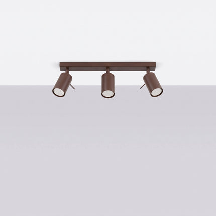 Plafonnier Directionnel 3 Spots LED Brun Chocolat, vue en situation