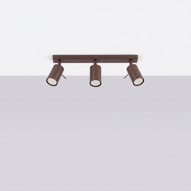 Plafonnier Directionnel 3 Spots LED Brun Chocolat, vue en situation