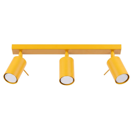 Plafonnier Directionnel 3 Spots LED Jaune Ambré, packshot sur fond blanc
