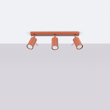 Plafonnier Directionnel 3 Spots LED Rouge Ocre, vue en situation