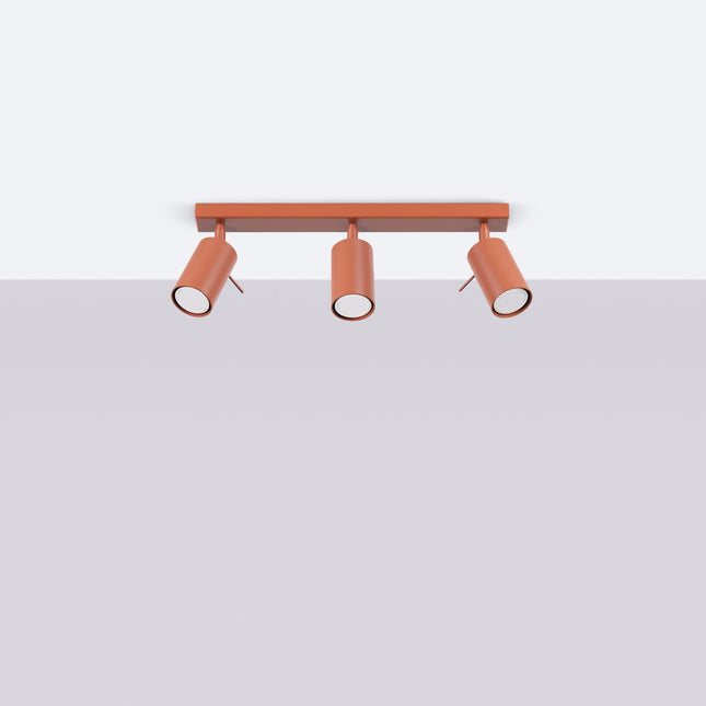 Plafonnier Directionnel 3 Spots LED Rouge Ocre, vue en situation