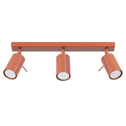 Plafonnier Directionnel 3 Spots LED Rouge Ocre, packshot sur fond blanc