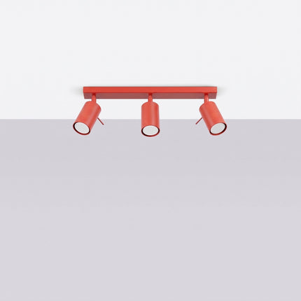 Plafonnier Directionnel 3 Spots LED Rouge Vif, vue en situation