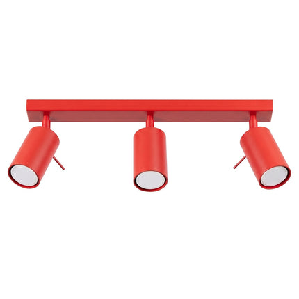 Plafonnier Directionnel 3 Spots LED Rouge Vif, packshot sur fond blanc