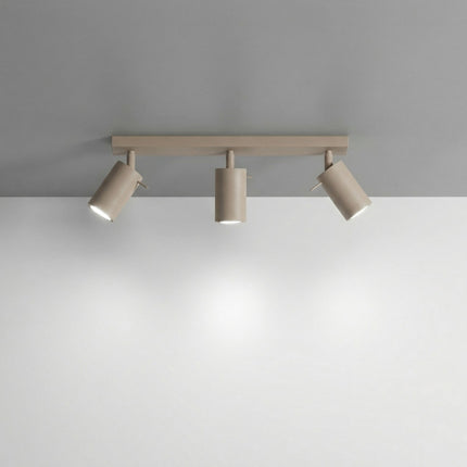 Plafonnier Directionnel 3 Spots LED Taupe, lumière allumée