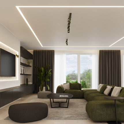 Plafonnier Directionnel 3 Spots LED Vert Olive, mise en situation