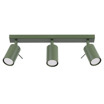 Plafonnier Directionnel 3 Spots LED Vert Olive, packshot sur fond blanc