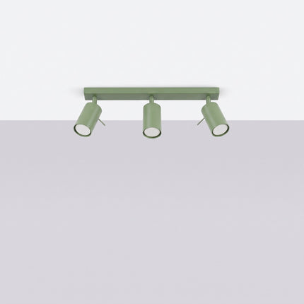 Plafonnier Directionnel 3 Spots LED Vert Sauge, vue en situation