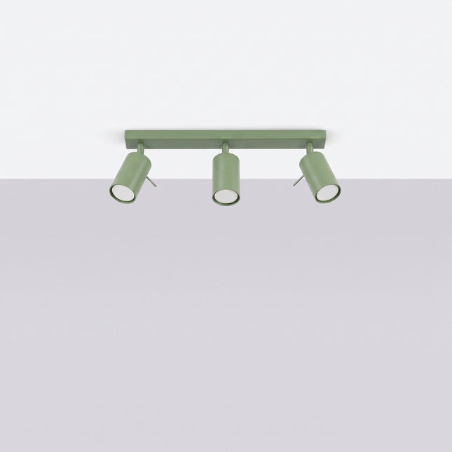 Plafonnier Directionnel 3 Spots LED Vert Sauge, vue en situation