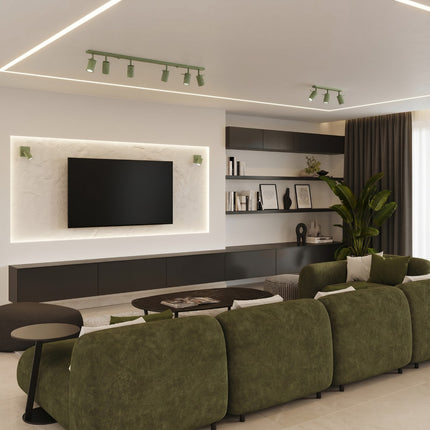 Plafonnier Directionnel 3 Spots LED Vert Sauge, mise en situation 2