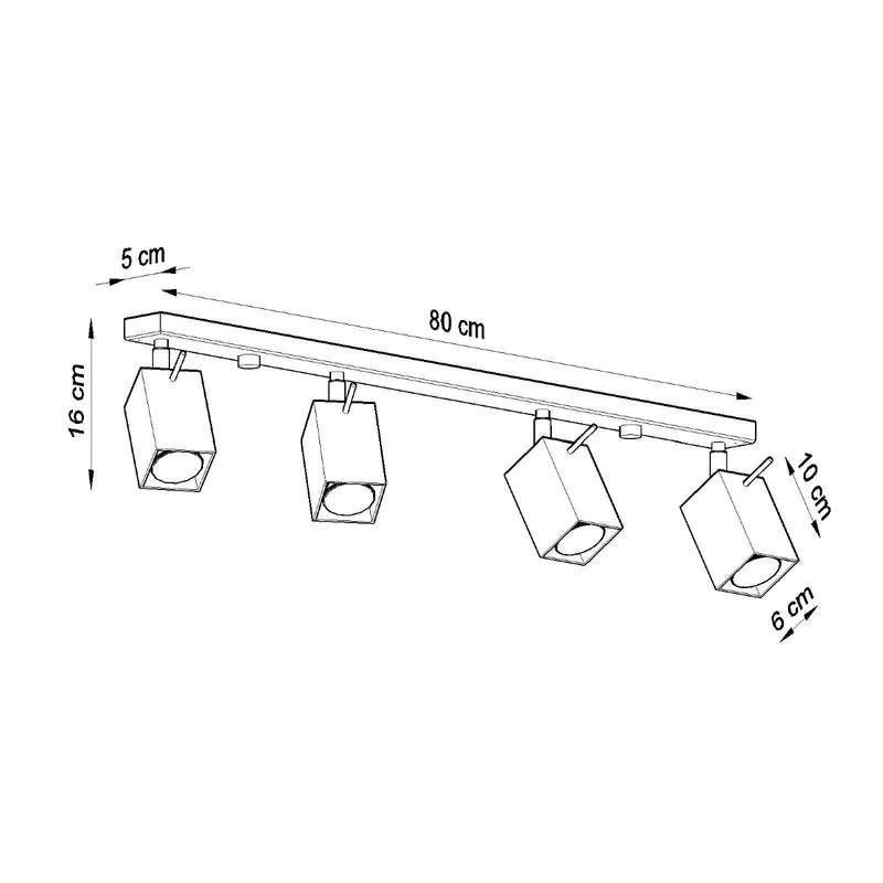 Dimensions [EXP] Lámpara de techo direccional cuadrada 4L gris