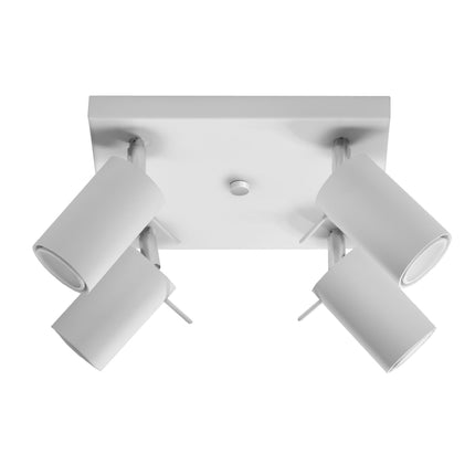 Plafonnier directionnel 4 spots en acier blanc sur fond neutre
