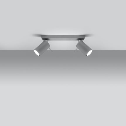 Plafonnier directionnelle 2 spots orientables gris installé dans une pièce lumineuse