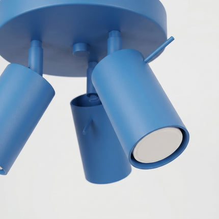 Plafonnier Directionnelle 3 Spots LED Acier Bleu Azur Orientable, détail de la finition