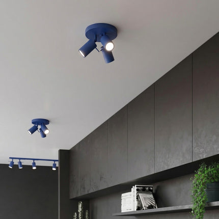 Plafonnier Directionnelle 3 Spots LED Acier Bleu Outremer Orientable, mise en situation 2
