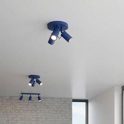 Plafonnier Directionnelle 3 Spots LED Acier Bleu Outremer Orientable, mise en situation 3