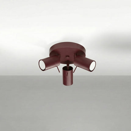 Plafonnier Directionnelle 3 Spots LED Acier Bordeaux Orientable, vue en situation